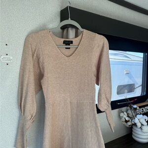 V-Neck Beige Dress